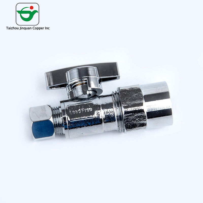 Chrome Plated Compression Angle Stop Valve For PEX Tubing